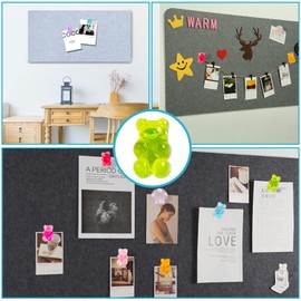 GZLCEU Pack of 40 Small Bear Drawing Pins with 8.5 x 2.5 cm Box for Schools Homes Offices DIY, Cork Board, Pin Board, World Map, Sticky Note (Resin/Metal)