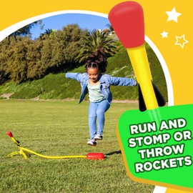 Stomp Rocket Stomp and Catch Rocket Launcher Game for Kids - 4 Foam Tipped Rockets, 1 Launcher Stand, and 1 Catching Net - Fun Outdoor Toy and Gift for Boys or Girls Age 5+ Years Old