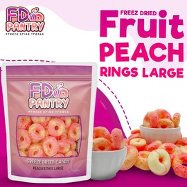 Freeze Dried Peach Rings Candy - Crunchy & Sweet, Large 7 oz Resealable Bag for Freshness, Gift & Snack - Large bag Freeze-Dried Gummy Candies