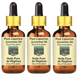 Devprayag Pure Liquorice (Licorice) Oil (Glycyrrhiza glabra) with Glass Dropper Natural Therapeutic Grade (Pack of Three) 100mlx3 (10 oz)