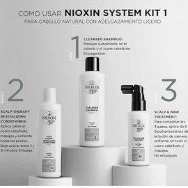 Nioxin Kit #1 de Crecimiento de Cabello, para Cabello Natural con Caída Moderada (3 Piezas: Shampoo 150ml + Acondicionador 150ml + Tratamiento 50ml)