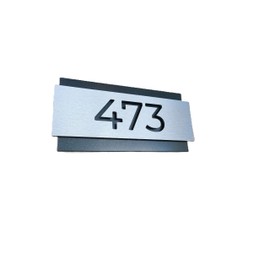 Número para Casa Moderno, Placa Doble de Aluminio y PVC, 30x15 cm, Plateado y Negro
