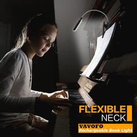 VAVOFO Rechargeable Reading Light, 7 LEDs with 9 Color Temperature 9 Brightness Levels Clip On Book Light for Reading in Bed with Power Indicator for Bookworms (Black)