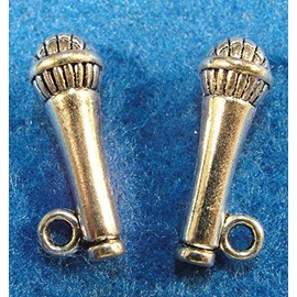 10-Pcs. Silver 3D Microphone Speaker Charms Pendants Earring Drops PR299 - Jewelry Making DIY Crafting Charm Beads for Bracelets