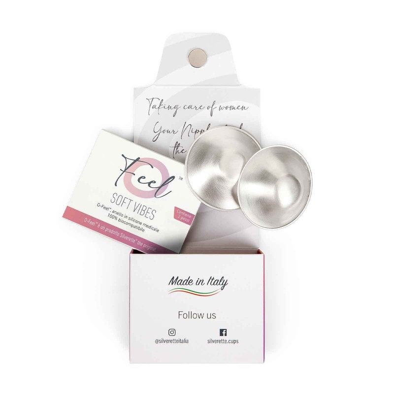 SILVERETTE The Original Silver Nursing Cups with O-Feel Silicon Ring