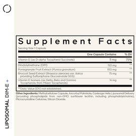 Codeage Suplemento Liposomal Dim: Suministro De 4 Meses De Vitaminas Dim Y Sgs, Granada, Brócoli, Isómeros De Vitamina E, Tocoferoles Alfa, Beta, Gamm