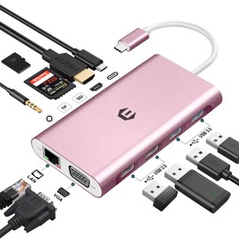 OOTDAY USB C Hub, 11 in 1 USB Splitter with 4K HDMI, 3.5 mm Audio, VGA, Ethernet, 4 USB A, USB C Adapter for MacBook Pro Surface Pro and Type C Devices