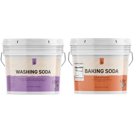 PURE ORIGINAL INGREDIENTS Washing Soda & Baking Soda Bundle (1 Gallon Buckets), Cleaning, Baking, Fine Powders