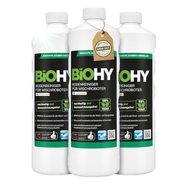 BiOHY Bodenreiniger f√ºr alle Wischroboter mit Orangenduft (3 x 1 Liter) | Schaumarm & Streifenfrei | Reinigungsmittel Konzentrat f√ºr alle B√∂den