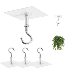3 Pack Ceiling Hooks Adhesive, Ceiling Hooks Heavy Duty for Hanging Plants,Adhesive Ceiling Hooks, Holds Up to 30lbs, No Drill Ceiling Hooks for Lights, Lanterns,Wind Chimes,Christams Wreath Socks.