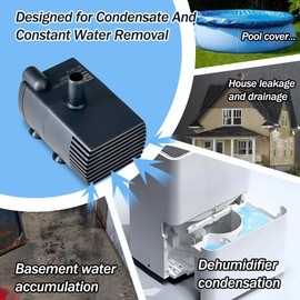 Automatic Small Sump Pump with Water Sensor, 8 FT Lift 70 GPH 115V/230V Mini Condensate Pump with Float Switch, Water Removal for Dehumidifier, Air Conditioner, Ice Maker, Basement, Auto On Off