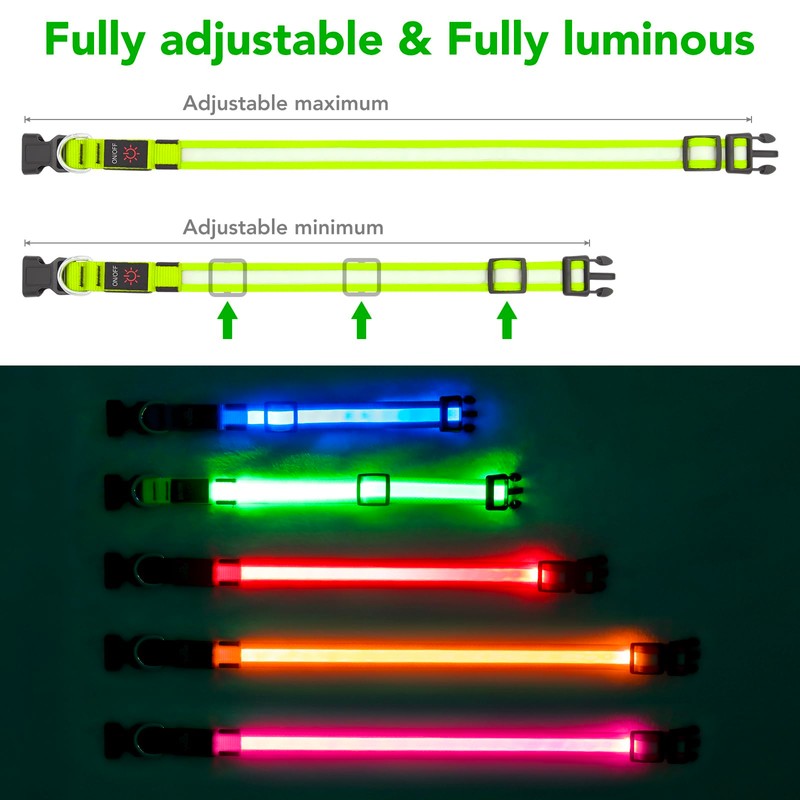 VIZPET Vizpet LED Dog Collar, Light Up Dog Collar Adjustable