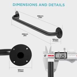 SSOAAW 1 FT Pipe Stair Handrail, Black Metal Staircase Handrail, Galvanized Industrial Iron Hand Rail for Indoor Stairs and Wall Mount Support