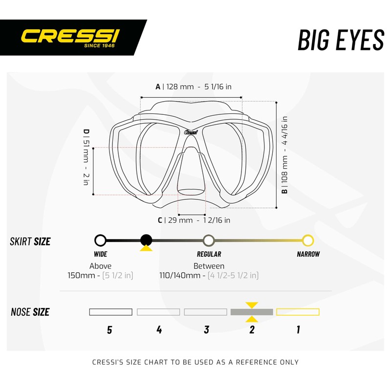 CRESSI Big Eyes Mask Black/380 UV Blue Orange Lens Unisex