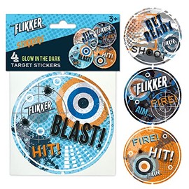 4-pack Replacement Original Stickers to Fit Flikker Light Switch Target Attachment - Birthday Gift for Boys Girls Teenagers - Nerf Accessory for Shooting - Gadget Toy Fun Gift