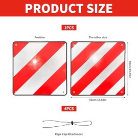 Reflective Warning Sign, Warning Sign Bicycle Carrier 50 x 50 cm, Reflective Warning Sign, 2-in-1 Red White Warning Sign, Aluminium Warning Sign, for Motorhome, Bicycle Carrier, Caravan, Rear Carrier