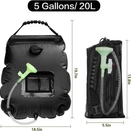 Kasvot Regadera Portatil de Camping, Bolsa de Ducha Portátil de Calefacción Solar Portátil, 20L Bolsa de Ducha para Acampar, para Camping, Senderismo, Lavado de Autos, Camuflaje Verde