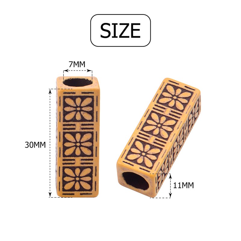 Hair Beads for Dreadlocks, 60pcs Imitation Wooden Hair Beads Braids