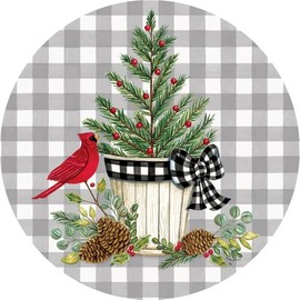 Cardinal Christmas Tree Suncatcher Made in The USA, 8 inch Diameter