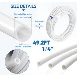 49.2 Ft Refrigerator Water Line Kit Connection,Fridge Ice Maker Installation Kit with Cutter, 1/4" OD Water Tubing Hose with Quick Connect for Fridge Ice Maker RO Systems Water Filters Faucet