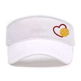 AIMASTZ Pickleball Heart Embroidered Adjustable Pickleball Visor, Pickleball Sports Hat for Men Women,Gifts for Pickleball Lovers,White