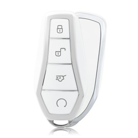 OFFCURVE Key Cover Car Key Case Key Cover Key Case Protective Cover Fits BYD Han Tang Song Yuan Qin Seal Dolphin, white / silver