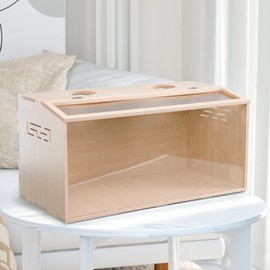 23.6 inch Wooden Hamster Cage, Large Habitat, Openable Top, Transparent Acrylic for Interior View, Ventilated, Easy to Clean, for Syrian Hamster, Dwarf Hamster, Gerbil, Other Small Pet Animals