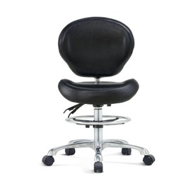 HNKastela Drafting Stool Rolling Chair with Back Support - Height Adjustable Shop Chair with Wheels for Home Office, Studio (Black)