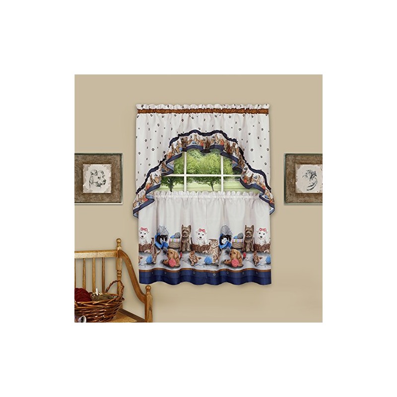 Achim Home Furnishings Precious Printed Tier and Swag Window Curtain