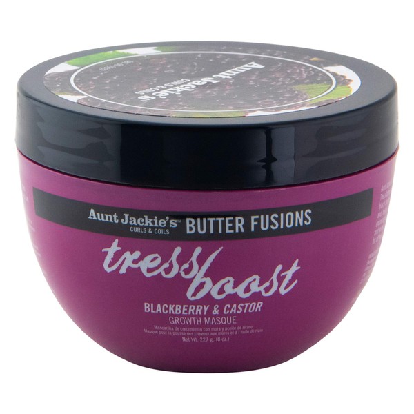Aunt Jackie's Butter Fusions Tress Boost - Blackberry & Castor Hair Growth Conditioning Masque, 8 oz