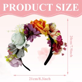 Oenothera Flower Headband, Artificial Flower Headband, Headband with Flowers and Blossoms, for Women, Wedding, Beach, Holiday, Party, Beach (C)