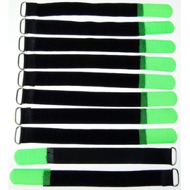 10 x 20 cm x 20 mm resealable Velcro cable ties, neon green with metal eyelet, cable Velcro tape, 200 mm, reusable