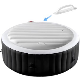 Tlswshsy 4.5 Ft Inflatable Hot Tub Cover with Handles, Round Hot Tub Lid, Portable Energy-Saving Hot Tub Thermal Cover for Protecting Tubs from Wind Rain Debris and Dust