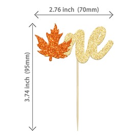 24 piezas de decoración para cupcakes de arce otoñal con purpurina para el primer cumpleaños, decoración para fiestas de nacimiento, baby shower, niños, suministros de decoración para tartas