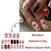 Blood Red Love Heart Valentine's Day Press on Nails Medium