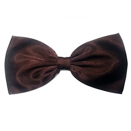 Dark Brown Satin Metallic Large Hair Bow-for Teens, for Women, for Girls (Barrette)