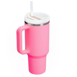 Rosmay 40oz Refresher Stainless Steel Vacuum insulated Tumbler sealed spill resistant with handle and straw lid for water, iced tea or coffee (Neon Pink)
