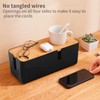 JJQHYC Cable Box Black Cable Box with Bamboo Lid Large