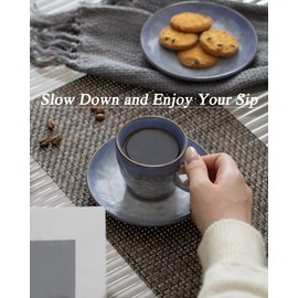 BOILMERIT 3 oz Italian Espresso Cups, Mini Gradient Double Espresso Cups set of 4 with Saucers, Small Vintage Ceramic Demitasse Espresso Mugs for Espresso Coffee Machine