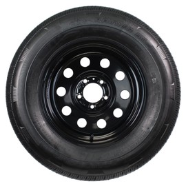 eCustomrim Radial Trailer Tire On Rim ST205/75R15 Load Range C 5 Lug Modular Black Wheel - 6 Year Warranty w/Roadside