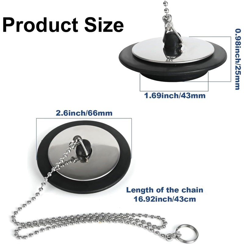 YXL 2Pcs Bath Plug Replacement, Bathroom Sink Plug, Universal Rubber