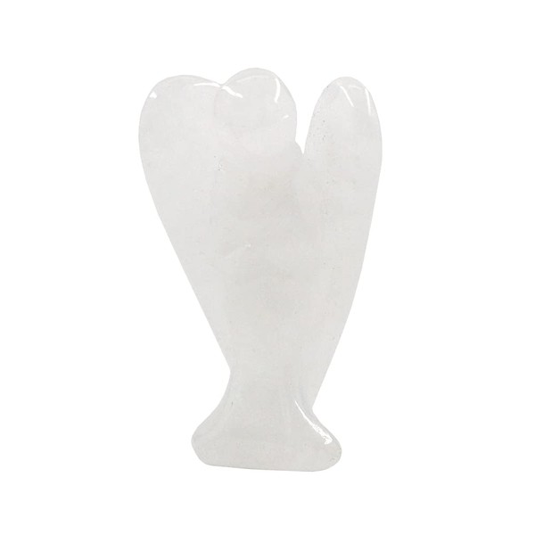 Ouubuuy White Jade Crystal Angel Figurines Statues Natural Gemstone Carved Pocket Guardian Angel 1.5 inch for Healing Reiki Spiritual Gift Cute Meditation Office Room Desk Decor