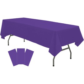 Plastic Purple Tablecloths 3 Pack Violet Disposable Table Covers 54" x 108" Table Cloths for Parties Mermaid Gras Parties Birthdays Weddings, Fits 6 to 8 Foot Rectangle Tables
