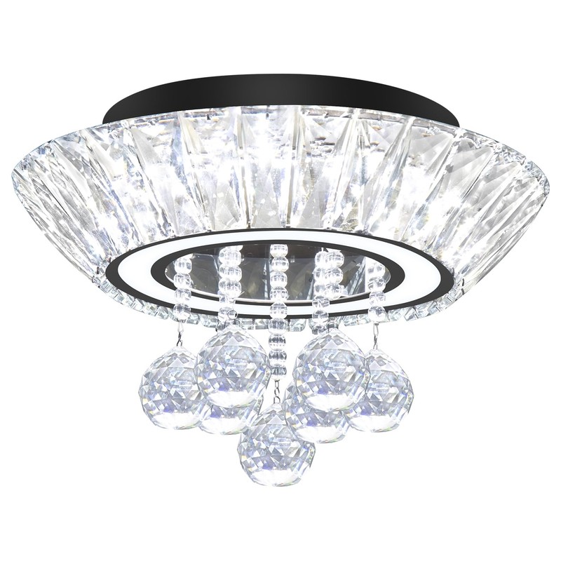 IDEQUY Modern Led Crystal Chandelier for Living Room Crystal Raindrop