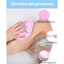 Esponja Para Baño, Paquete de 3 Toallas Exfoliantes Corporales 90x30 cm, Zacate Para Cuerpo, Estropajo de Nylon para Ducha, Secado Rápido, Ideal para Espalda y Cuidado Personal