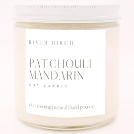 River Birch Candles Patchouli Mandarin Scented Candle | Premium, All-Natural, Non-Toxic, Soy Candles | 16oz 90 Hr Burn Time | Cozy Relaxing Gifts for Home