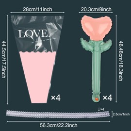 Pink Love Balloons,Mother's Day Foil Balloons,Pink Heart Bouquet Balloons,Lace Bow Design,18Inch Aluminum Balloons for Lovers Mom Happy Valentine Mother's Day Supplies(Pink)