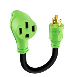 30 Amp to 50 Amp RV Generator Adapter Cord, NEMA L5-30P Twist Lock Male Plug to NEMA 14-50R Female Receptacle with Handle, STW, 10AWG, Electrical Power Cord for Generator to RV Trailer Camper, 1FT