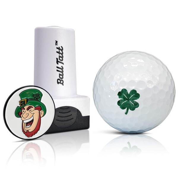 Ball Tatt - Clover Golf Ball Stamp, Leprechaun Golf Ball Marker, Quick-Dry Self-Inking Golf Ball Stamp Markers, Reusable Golf Ball Marking Tool to Identify Golf Balls, Golfer Gift Golfing Accessories