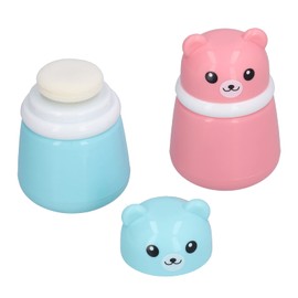 Body Powder Container, Fine Powder Cartoon Bear Powder Puff Box 2 Pcs No Irritation Durable for Adult for Travel for Children for Home(Bear Puff Empty Box)